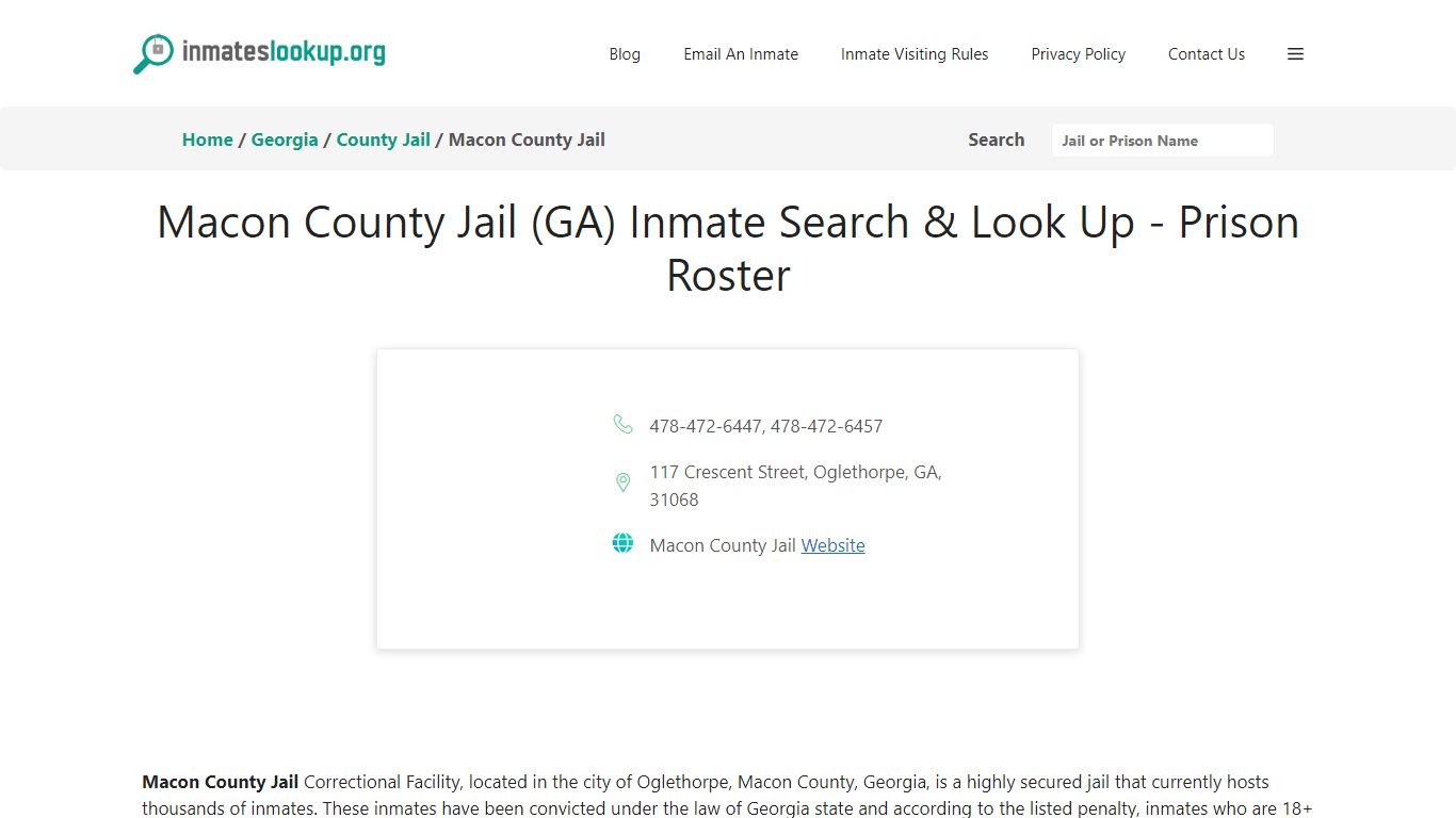 Macon County Jail (GA) Inmate Search & Look Up - Prison Roster